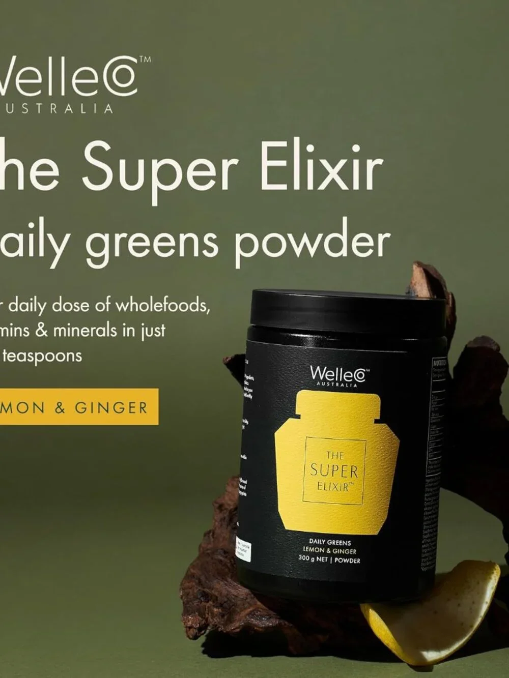 WelleCo The Super Elixir Daily Greens Powder, Probiotic Drink Mix